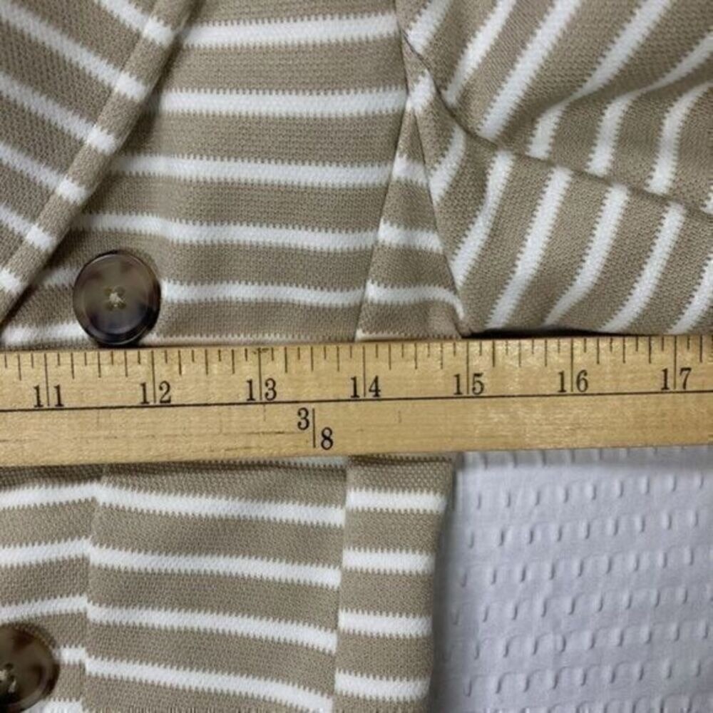 Banana Republic Striped Double Breasted Knit Blazer Women XXS Tan White Chic NWT - Picture 12 of 16
